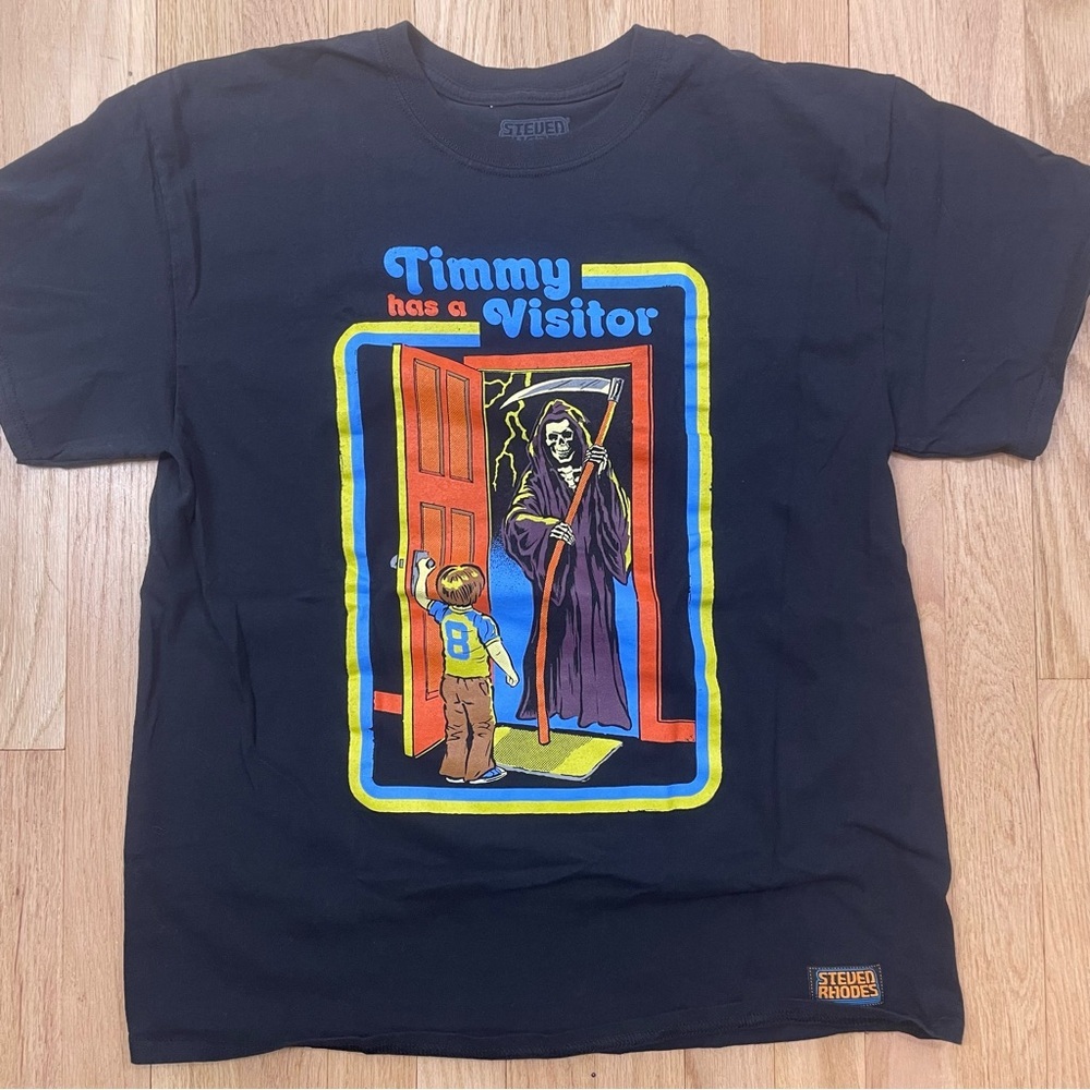 Steven Rhodes Tee Timmy Retro Horror Black LG Alt Grunge Goth Death Dark Humor